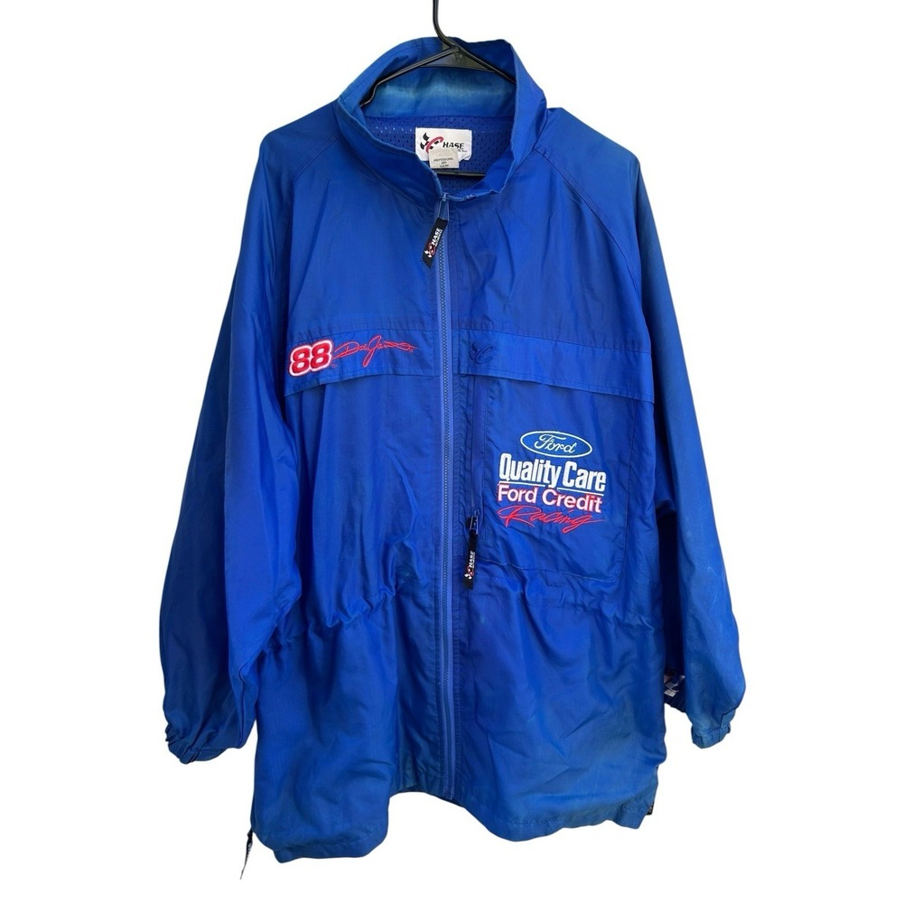 VTG Chase Authentics Dale Jarrett NASCAR Ford Blue Windbreaker Jacket Mens XL